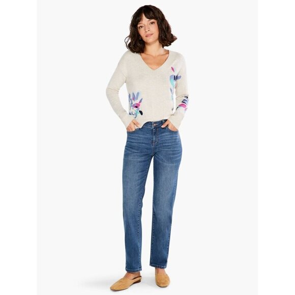 Nic+Zoe Women's Blooming Flowers V Neck Floral Art to Wear Sweater Size XXL NWT - Picture 9 of 9
